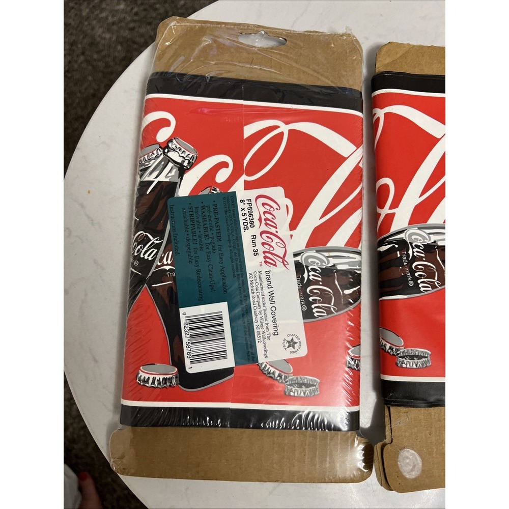Genuine Vintage Red Coca Cola Coke Soda Bottles Caps Wall Paper Border Roll 30'‎ - Picture 5 of 9